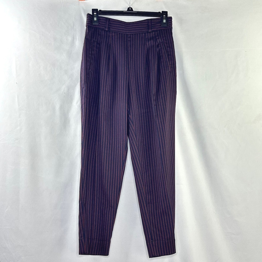 Anthropologie Cartonnier Sz 2 Pants Navy Striped High Waisted Dark Academia Twee
